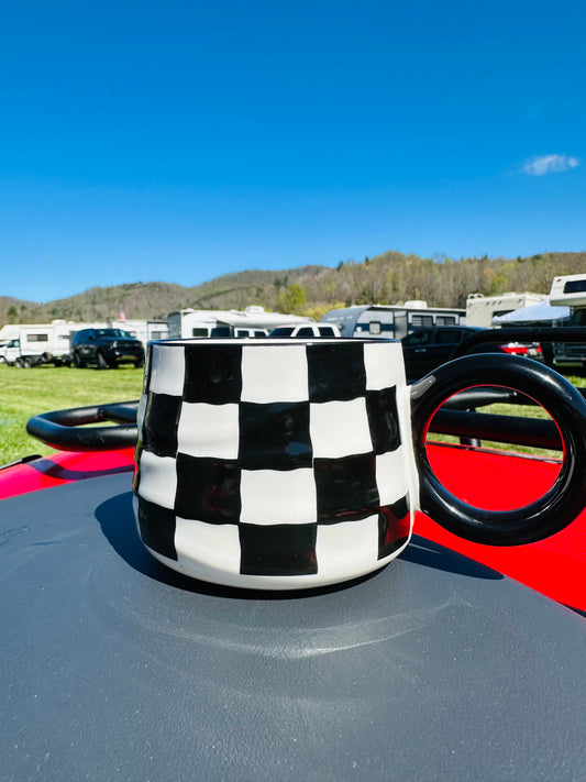 Checkered Mug, Racing Mug, Checkered Coffee Mug, Camper Mug, Racing , Checkered Race Day Mug, 