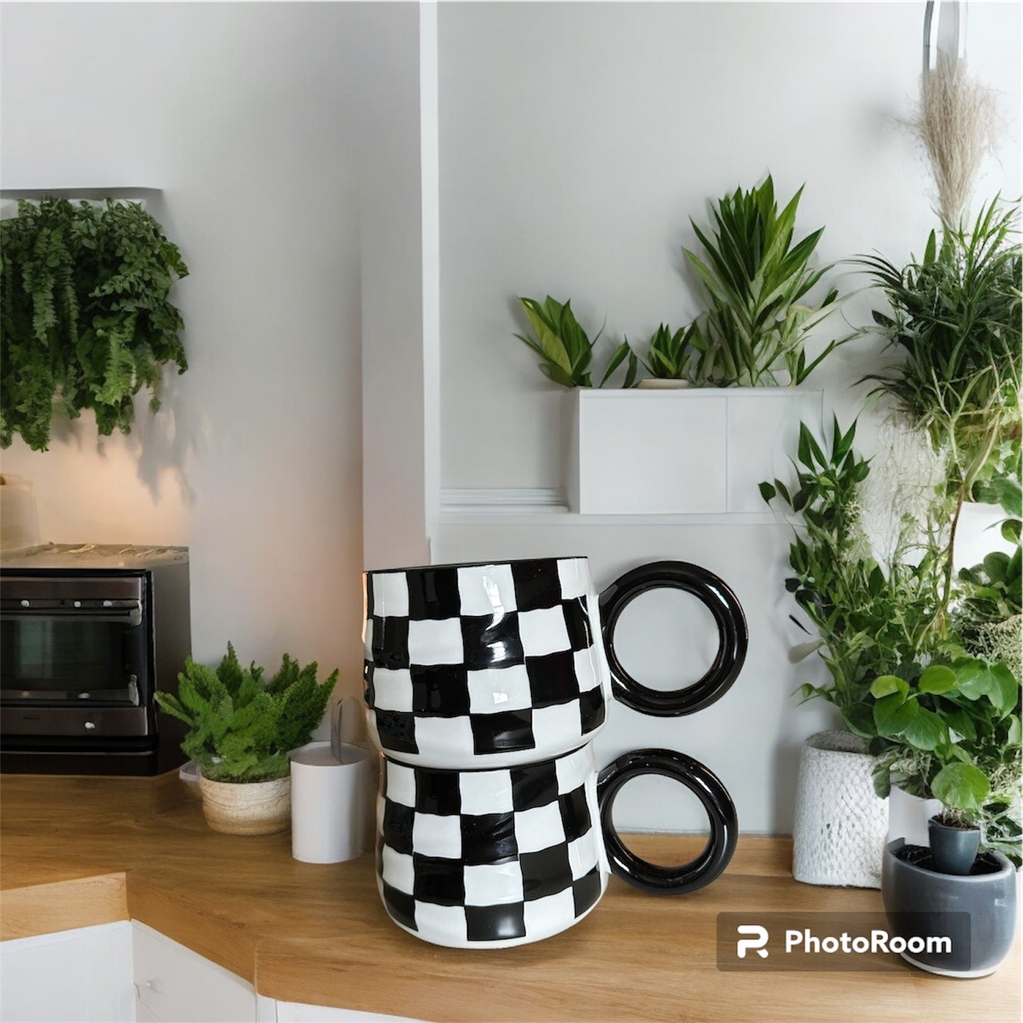 Black and White Checkered Mugs