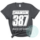 youth customized racing shirt with name and number, personalized racing shirt, race day apparel 