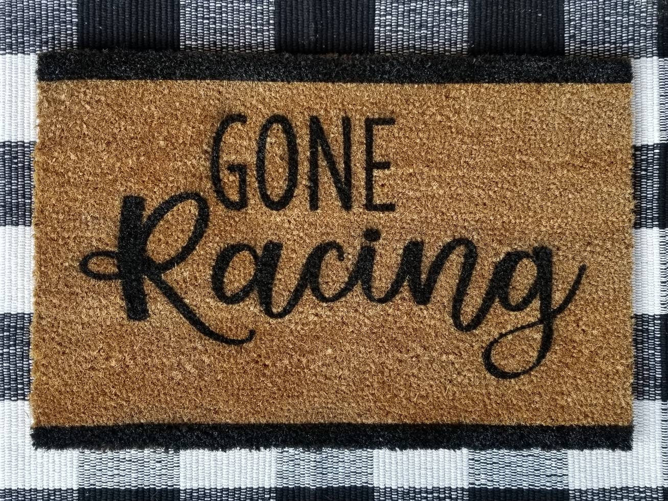 Gone Racing, Racing Front Door Mat, Coir Mat, Custom Front Door Rug, Coir Rug . Coir Racing Rug, 